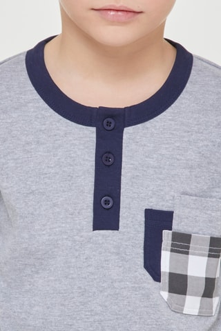 Pijama - Gris jaspeado y azul marino