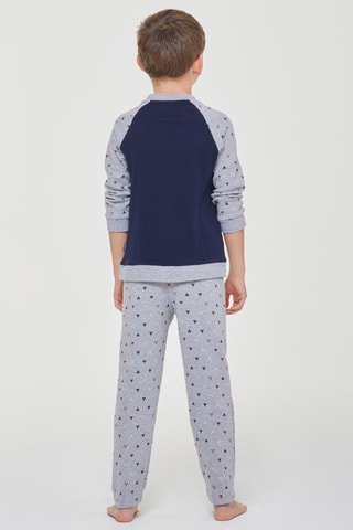Pijama - Gris jaspeado y azul marino