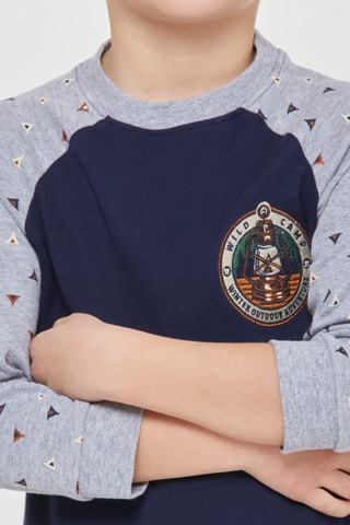 Pijama - Gris jaspeado y azul marino