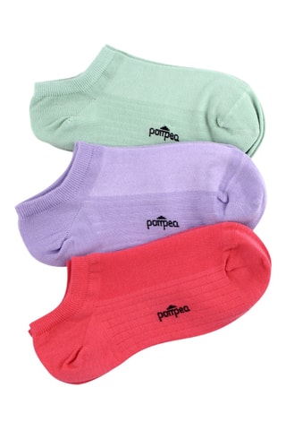 3 pares de calcetines cortos - Violeta y coral