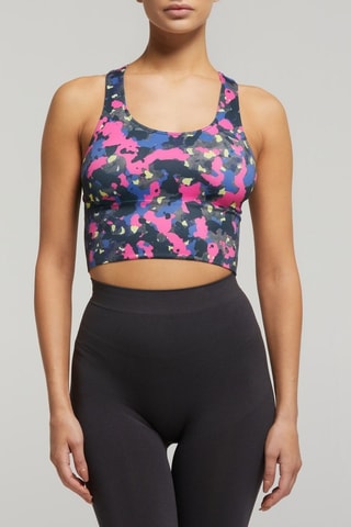 Camiseta de tirantes cropped - Azul y rosa