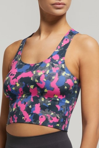 Camiseta de tirantes cropped - Azul y rosa