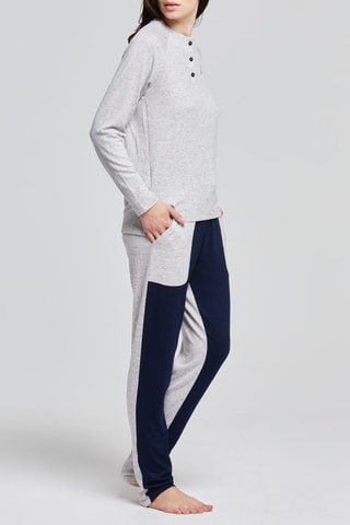 Pijama - Gris jaspeado y azul marino