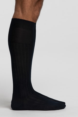 Calcetines altos de hilo de Escocia - Azul marino