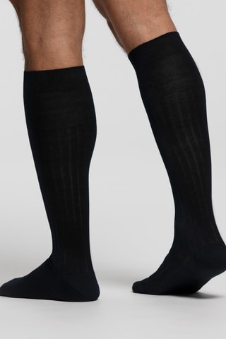 Calcetines altos de hilo de Escocia - Azul marino