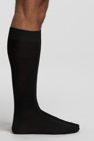 Calcetines altos de hilo de Escocia - Negro