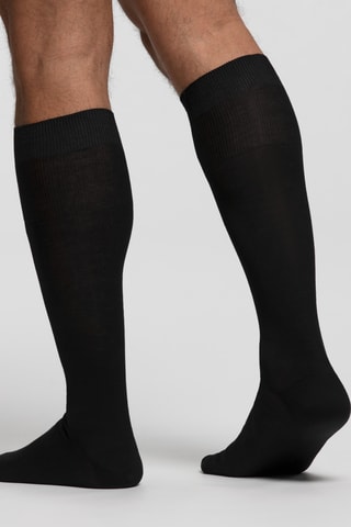 Calcetines altos de hilo de Escocia - Negro