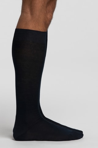 Calcetines altos de hilo de Escocia - Azul marino