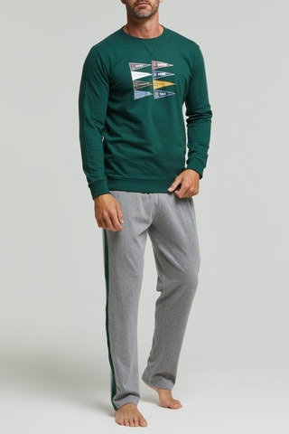 Pijama - Verde oscuro y gris claro