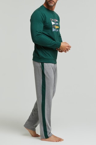 Pijama - Verde oscuro y gris claro