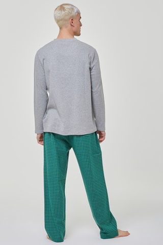 Pijama - Gris jaspeado y verde esmeralda