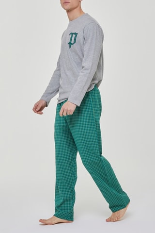 Pijama - Gris jaspeado y verde esmeralda