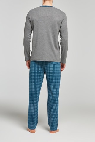 Pijama - Gris jaspeado y azul pato