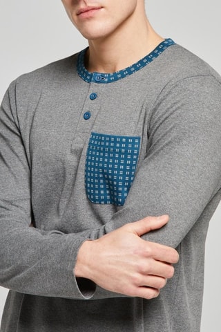 Pijama - Gris jaspeado y azul pato