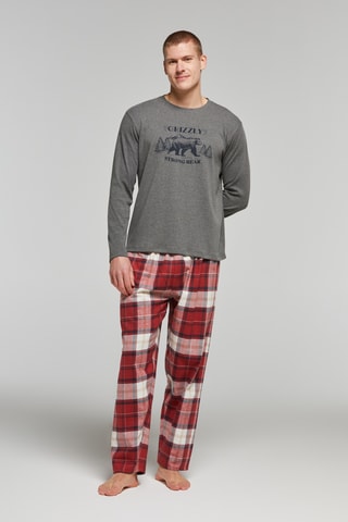 Pijama - Gris oscuro y rojo