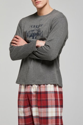 Pijama - Gris oscuro y rojo