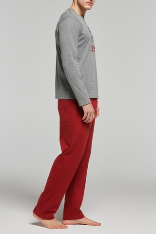 Pijama - Gris jaspeado y rojo