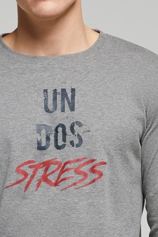 Pijama - Gris jaspeado y rojo