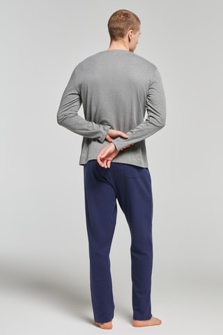 Pijama - Gris jaspeado y azul marino