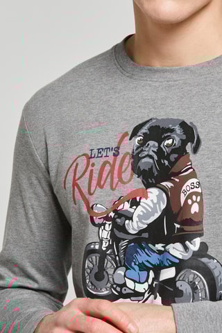 Pijama - Gris jaspeado y azul marino