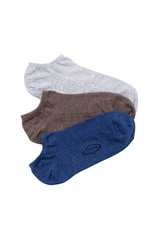 3 pares de calcetines cortos - Gris claro jaspeado, marrón y azul marino