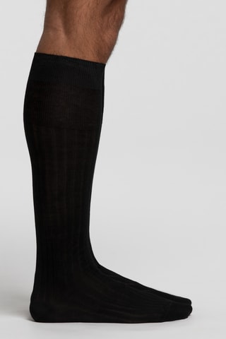 Calcetines altos de hilo de Escocia - Negro