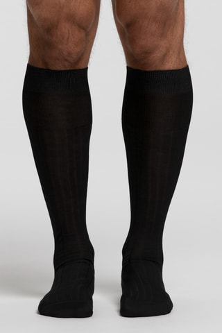 Calcetines altos de hilo de Escocia - Negro