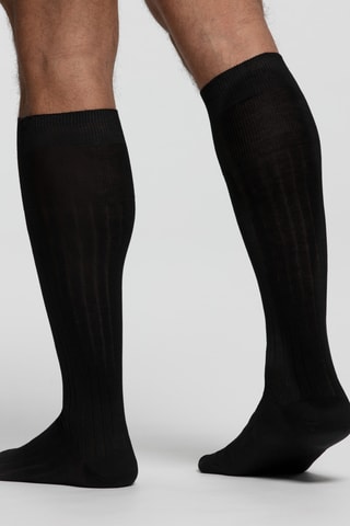 Calcetines altos de hilo de Escocia - Negro