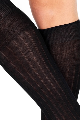 Calcetines altos de hilo de Escocia - Negro