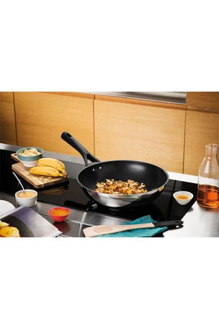 Wok anti-adhérent en acier inoxydable Expert Touch - 28 cm