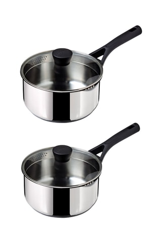 	2 x Casserole avec couvercle passoire en acier inoxydable Expert Touch - 16/20 cm