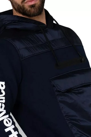 Sweater van 2 materialen met Capuchon Arc - Marineblauw