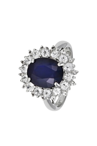 Bague Soleil Bleu - Or blanc, topazes et saphir