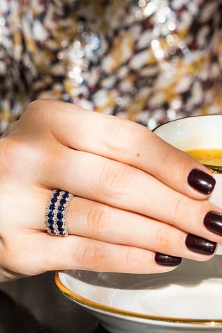 Bague Salma - Or blanc, diamants et saphirs