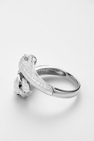 Bague Duo de Panthères - Or blanc, diamants et saphirs