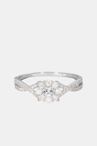 Bague Daria - Or blanc, diamants et topaze