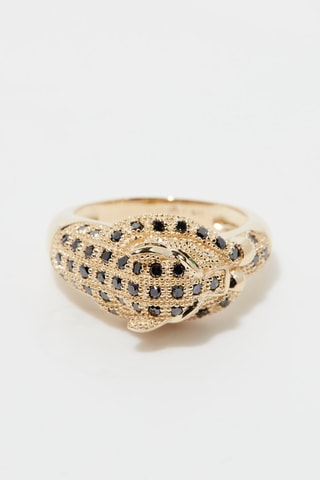 Bague Panthère Noire Or jaune, diamants et émeraudes