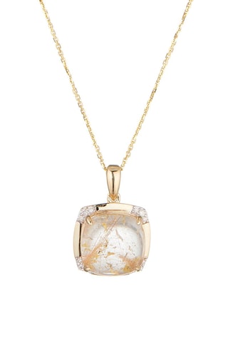 Pendentif Tolanaro Or jaune, rutile et diamants