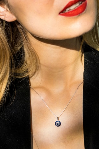 Pendentif Lukana - Or blanc, diamants et saphirs