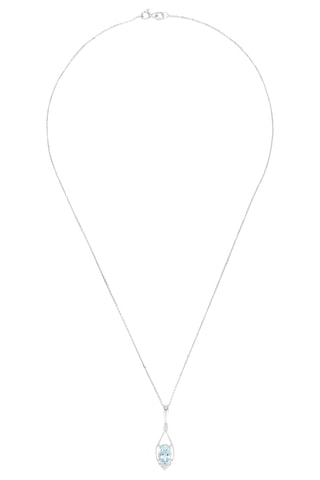 Pendentif Brillant  Or blanc, diamants et topaze