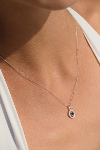 Pendentif Reagan - Or blanc, diamants et saphir