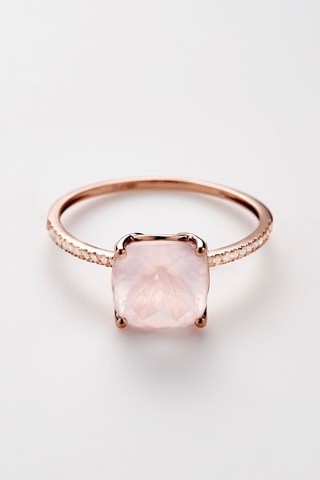 Bague Havva - Or rose, diamants et quartz