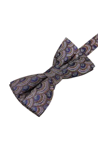 Pajarita de seda - Azul marino y marrón