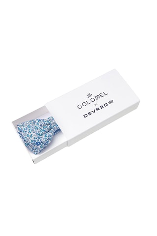 Pajarita de lino Le Colonel - Celeste y blanco