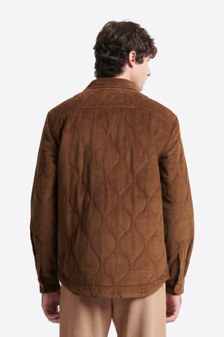 Sobrecamisa regular fit de pana - Marrón