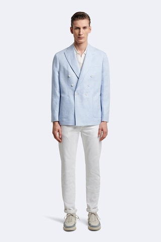 Chaqueta de traje slim fit de lino - Azul