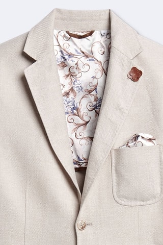 Chaqueta de traje slim fit de lino - Beige