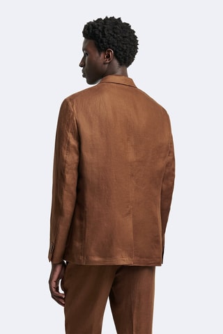 Chaqueta de traje regular fit de lino - Marrón