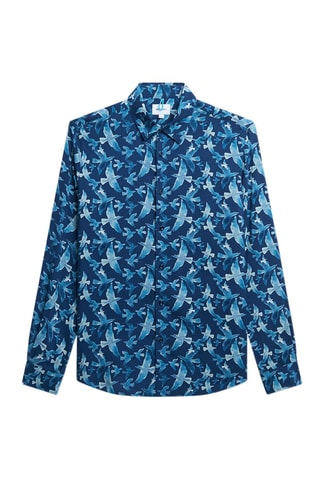 Camisa slim fit con estampado animal - Azul