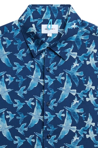 Camisa slim fit con estampado animal - Azul